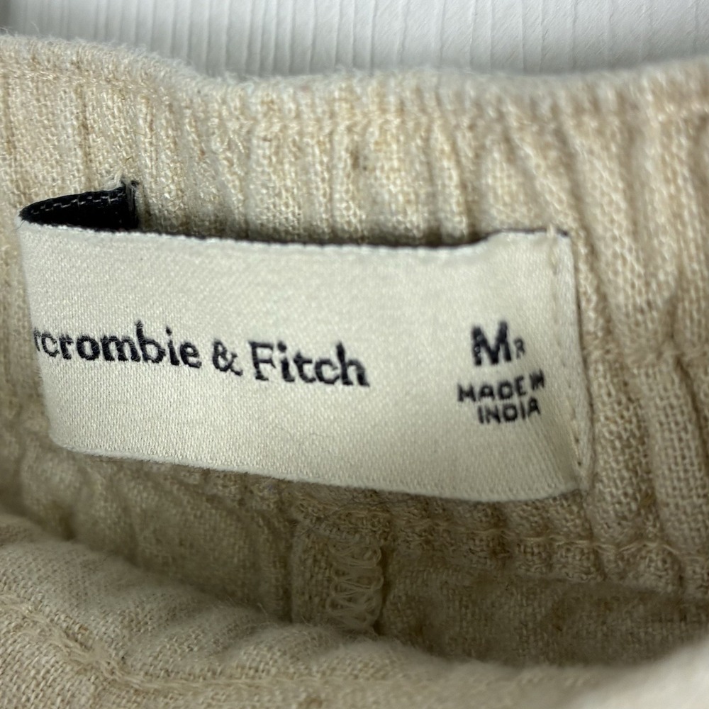 Abercrombie & Fitch Relaxed Straight Leg Linen Pockets Pants Beige Womens Medium - Picture 4 of 5